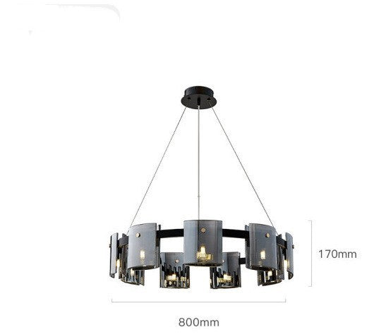 Glass Modern Chandelier 9-Head Amber Glass