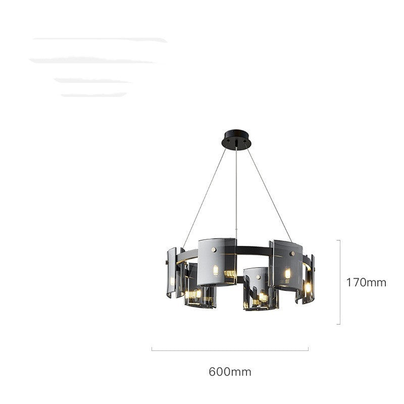 Glass Modern Chandelier 9-Head Amber Glass