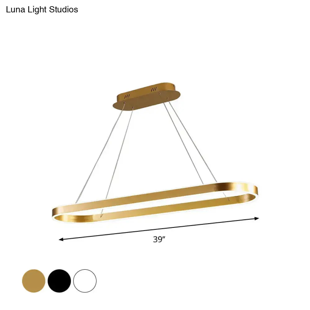 Gold-finished modern simplicity ellipse led island pendant ceiling light with sleek oval design and energy-efficient led lighting
