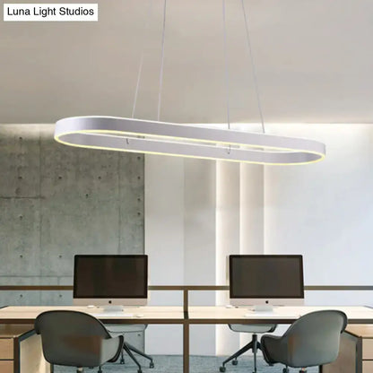 Modern simplicity ellipse led island pendant kitchen ceiling light in white with a sleek oval design and glowing edge