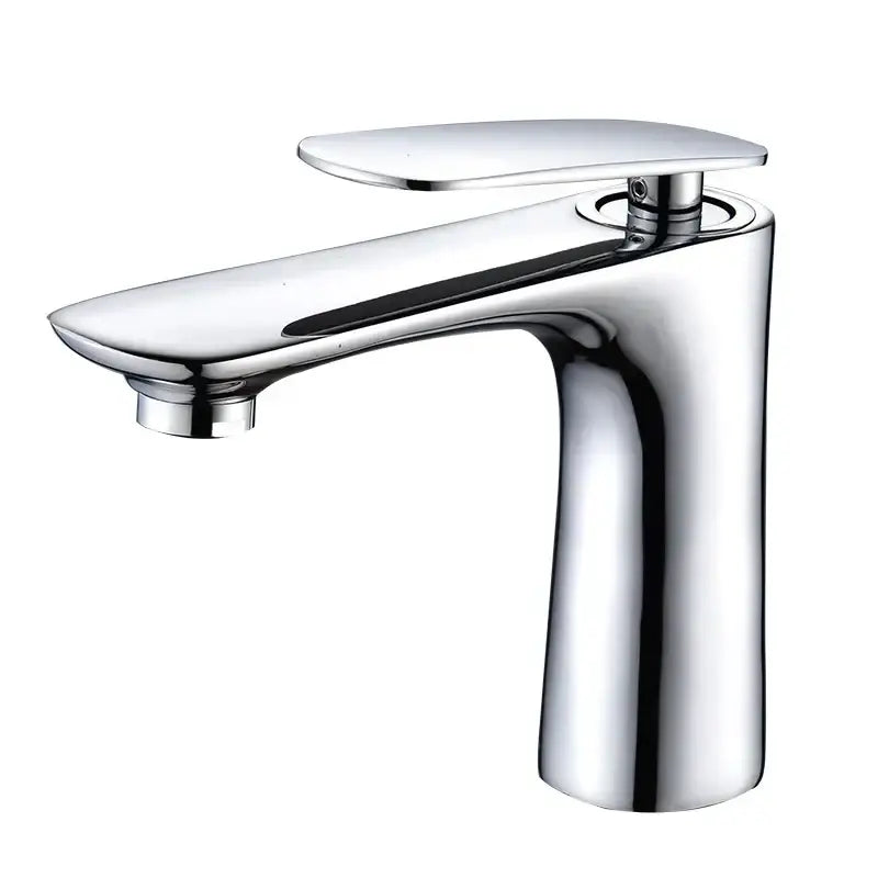 Modern chrome-finished decorbites basin faucet with single handle and minimalist design for bathroom sink mixer tap