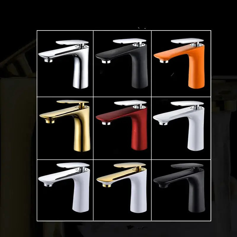 Modern single handle basin faucet by decorbites in chrome black orange gold red white and matte finishes for bathroom sink mixer tap
