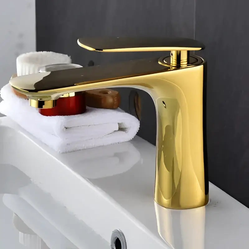 Modern single handle basin faucet in gold with polished metallic finish for decorbites basin faucet bathroom sink mixer tap