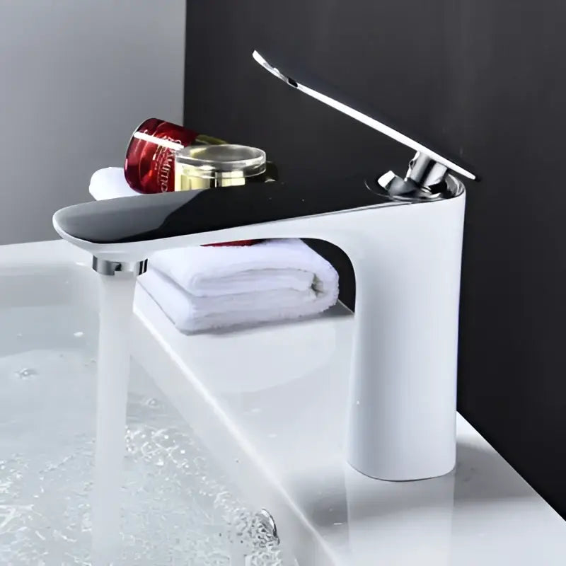 Modern single handle basin faucet in white and chrome with sleek minimalist design for decorbites basin faucet setup