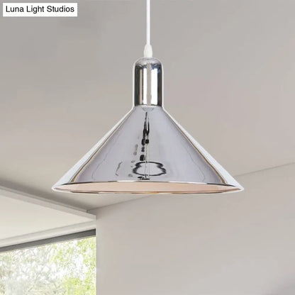 Modern Single Light Conical Pendant with Electroplated Metal Shade