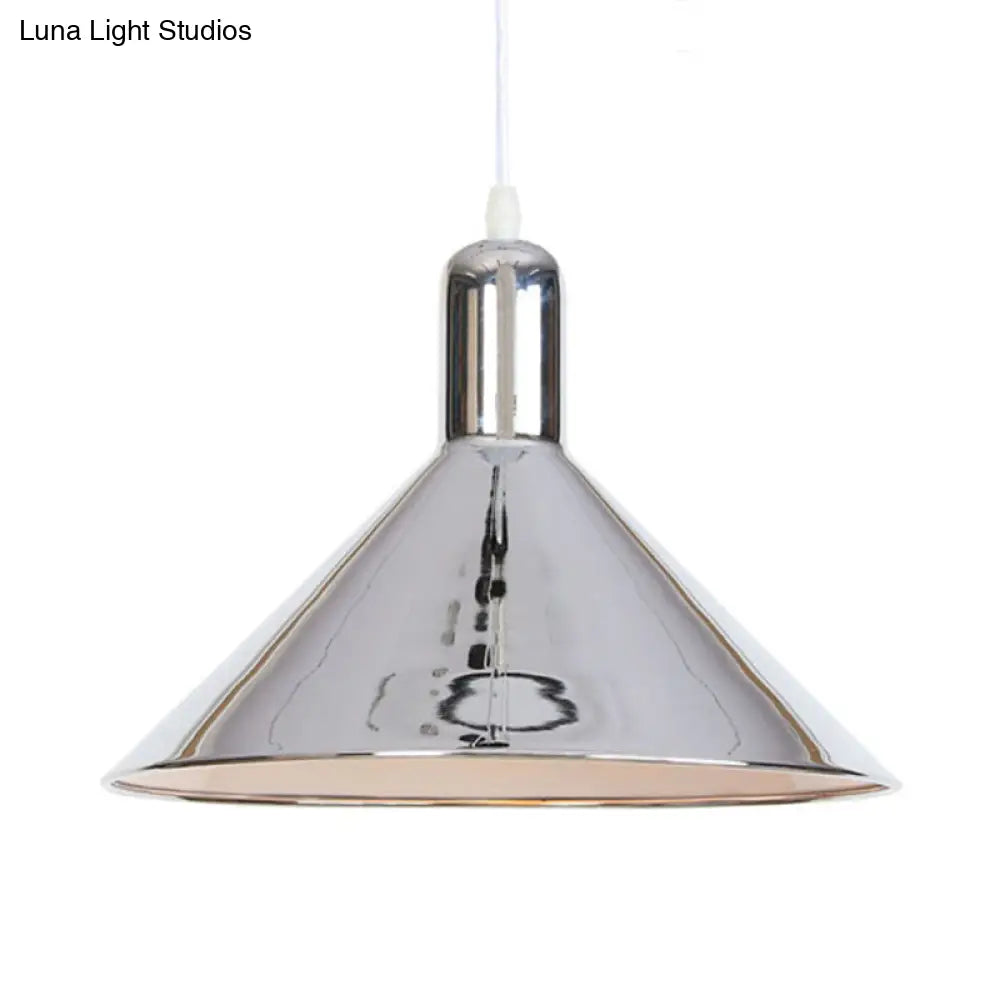 Modern Single Light Conical Pendant with Electroplated Metal Shade