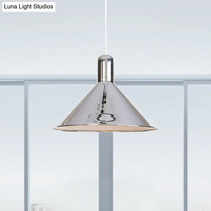 Modern Single Light Conical Pendant with Electroplated Metal Shade