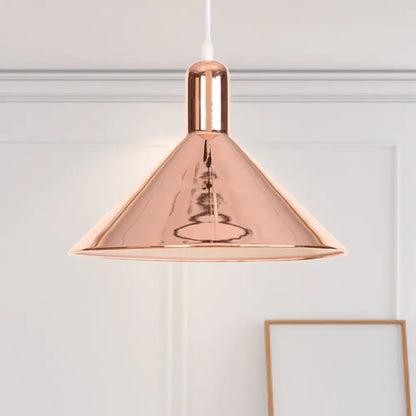 Modern Single Light Conical Pendant with Electroplated Metal Shade