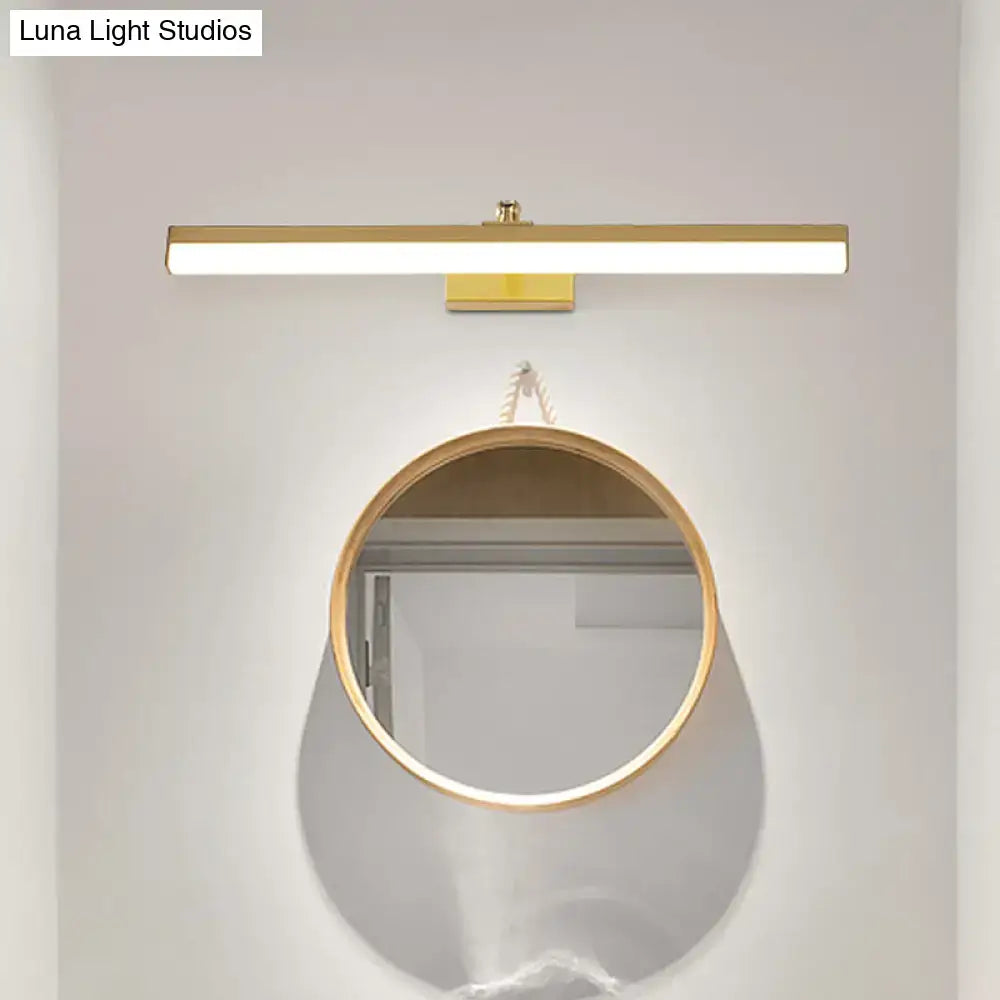 Modern sleek brass finish rectangular led wall light fixture with gold finish for bathroom vanity lighting