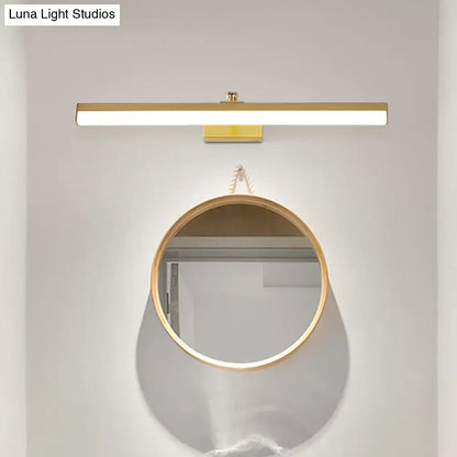 Modern sleek brass finish rectangular led wall light fixture with gold finish for bathroom vanity lighting