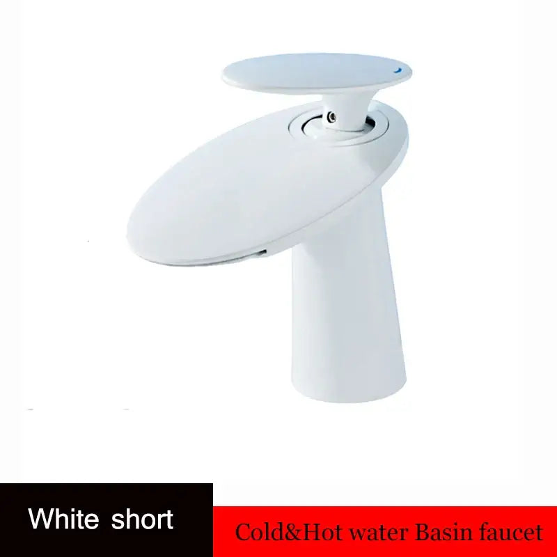 Modern sleek white ceramic basin faucet with waterfall basin faucet design for bathroom decor