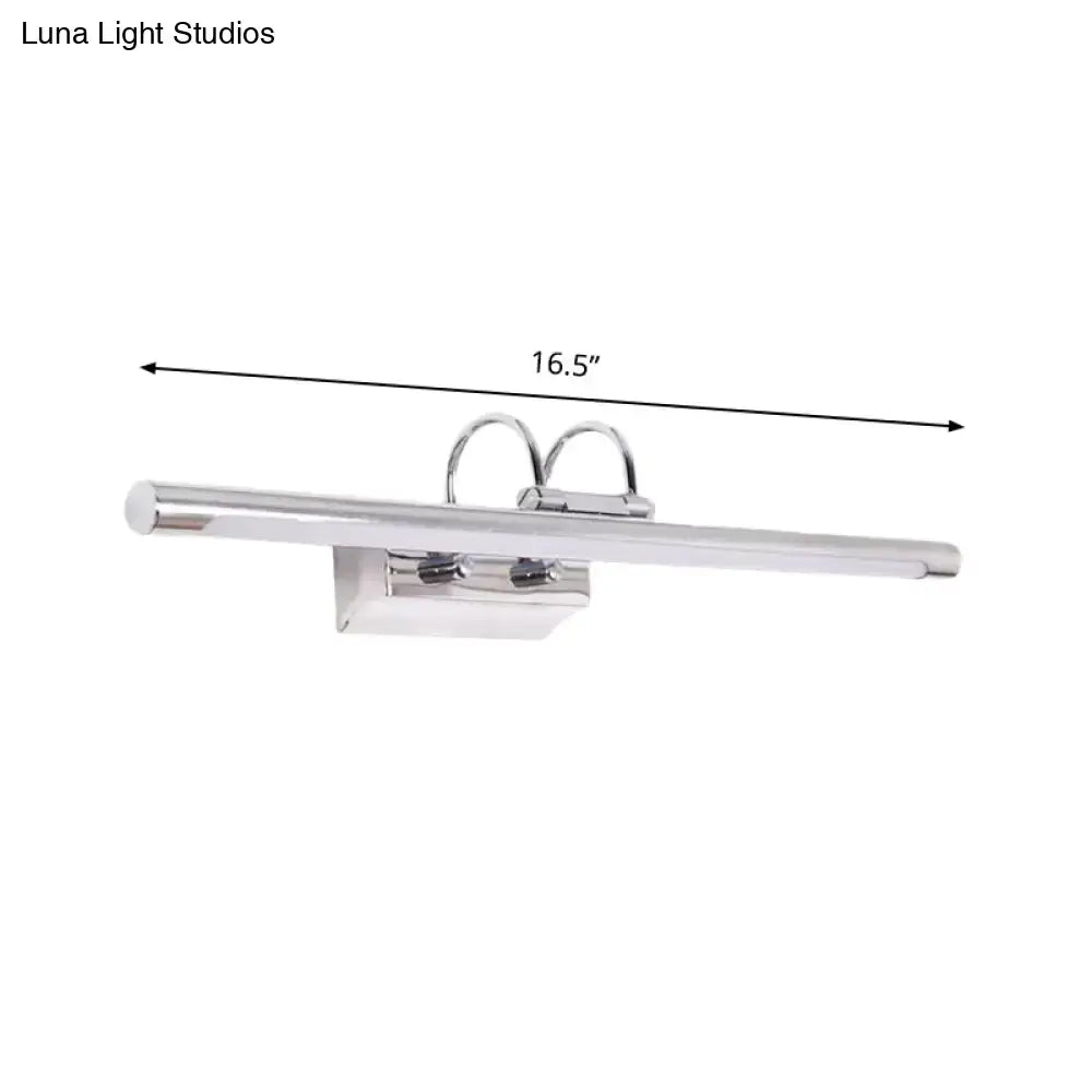 Modern slender chrome wall lamp with sleek elongated design and two curved hooks for mounting bulb included