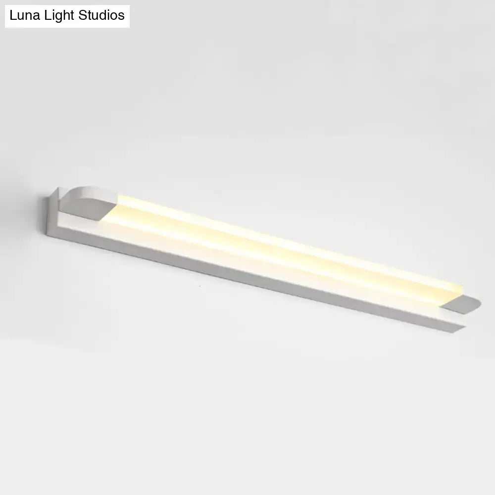 Modern slim led bathroom vanity light in black white with a sleek silver metal frame and warm white 110v-120v illumination