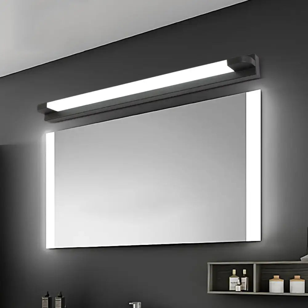 Modern slim led bathroom vanity light in black white with warm white edge lighting and sleek rectangular design 110v-120v