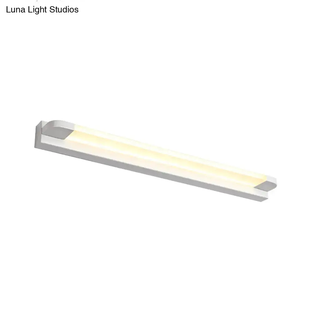 Modern slim led bathroom vanity light in black white with silver finish and warm white light for 110v-120v use