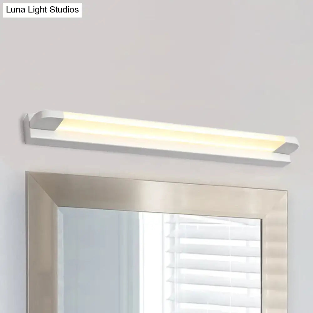 Modern slim led bathroom vanity light in black white with warm white illumination mounted above mirror 110v-120v