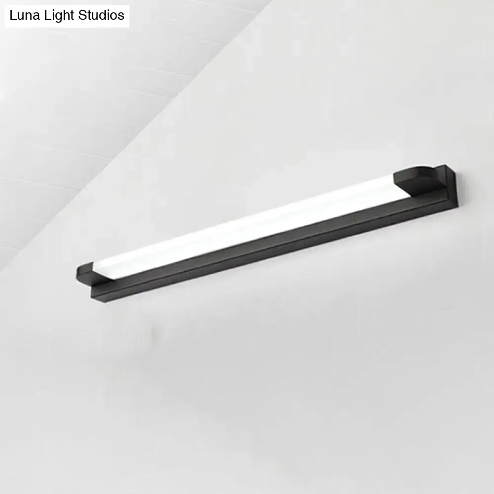 Black modern slim led bathroom vanity light with sleek rectangular design frosted glass diffuser warm white 110v-120v