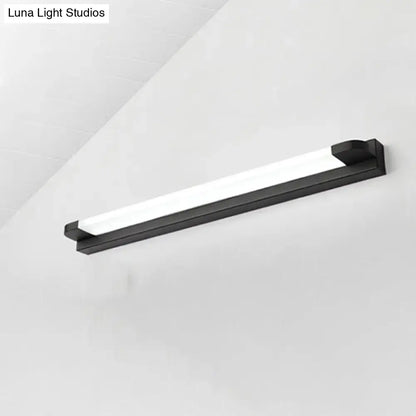 Black modern slim led bathroom vanity light with sleek rectangular design frosted glass diffuser warm white 110v-120v