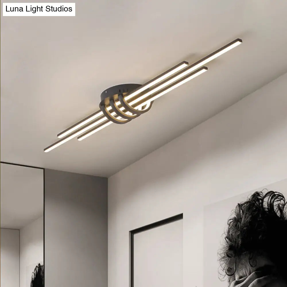 DecorBites™ DecorBites™ Modern Slim Linear Flush Light Fixture - White/Black LED Acrylic Ceiling Lamp