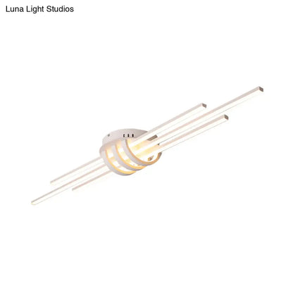 DecorBites™ DecorBites™ Modern Slim Linear Flush Light Fixture - White/Black LED Acrylic Ceiling Lamp