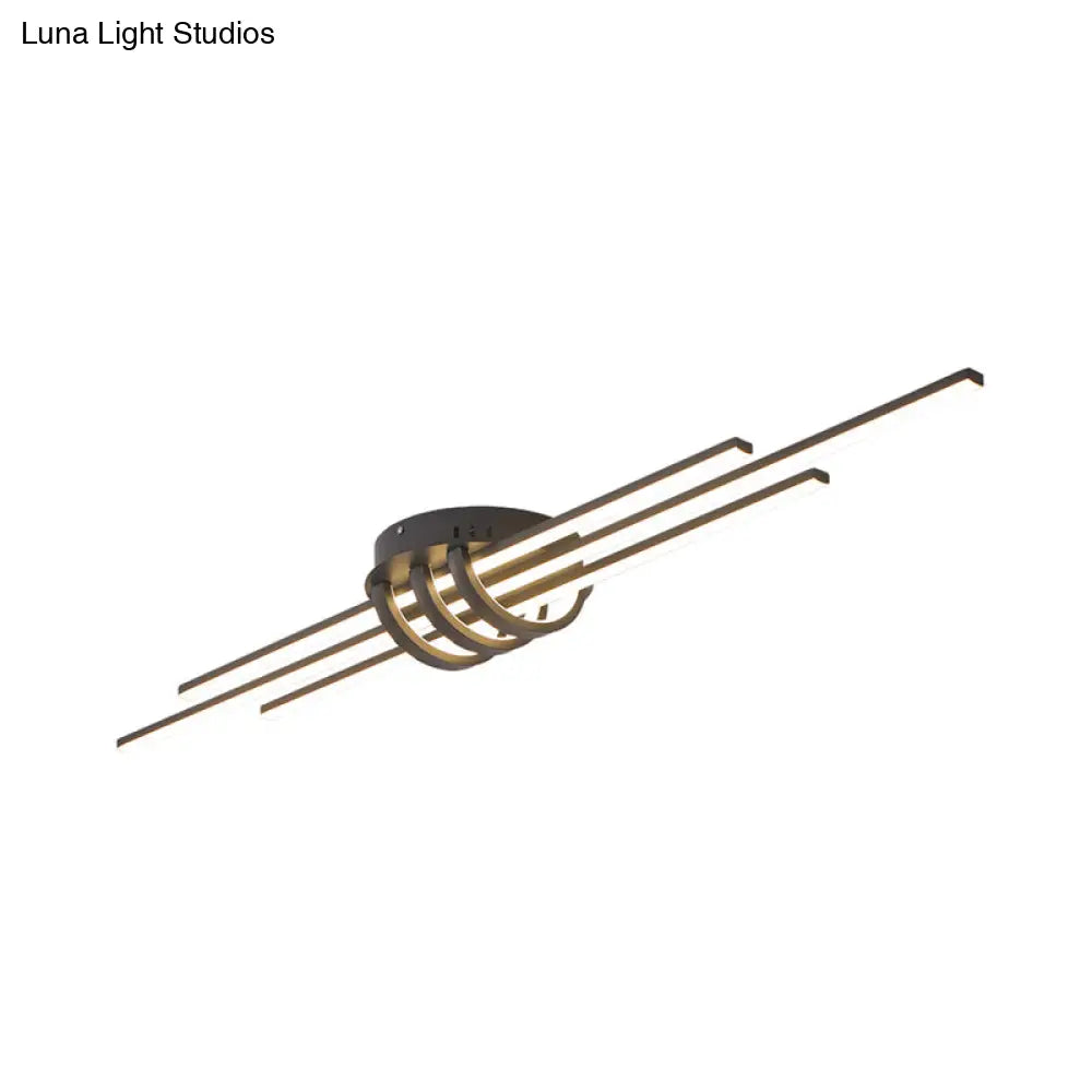 DecorBites™ DecorBites™ Modern Slim Linear Flush Light Fixture - White/Black LED Acrylic Ceiling Lamp