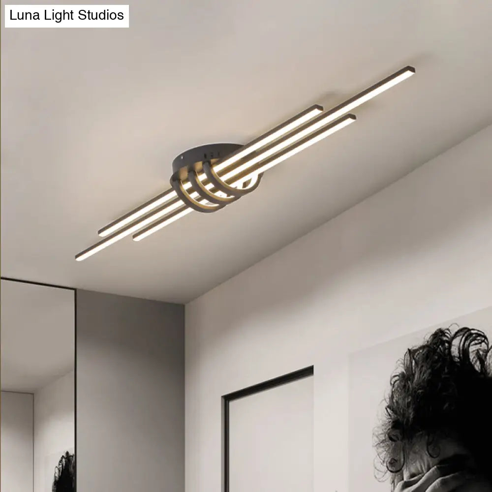DecorBites™ DecorBites™ Modern Slim Linear Flush Light Fixture - White/Black LED Acrylic Ceiling Lamp