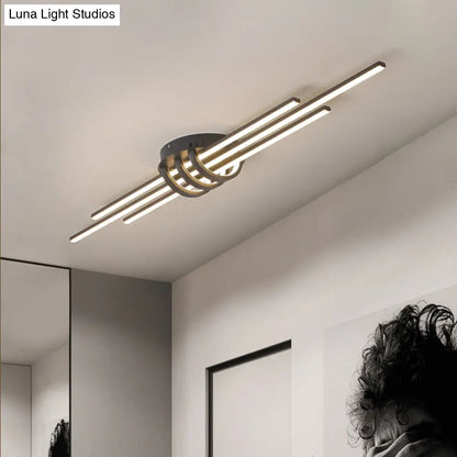 DecorBites™ DecorBites™ Modern Slim Linear Flush Light Fixture - White/Black LED Acrylic Ceiling Lamp