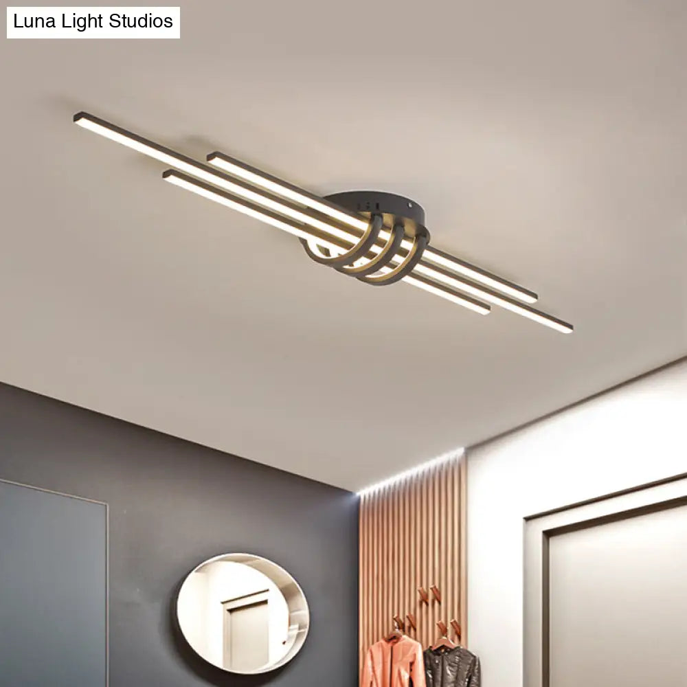 DecorBites™ DecorBites™ Modern Slim Linear Flush Light Fixture - White/Black LED Acrylic Ceiling Lamp