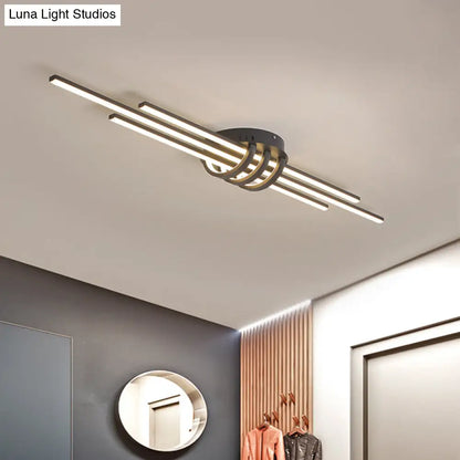 DecorBites™ DecorBites™ Modern Slim Linear Flush Light Fixture - White/Black LED Acrylic Ceiling Lamp