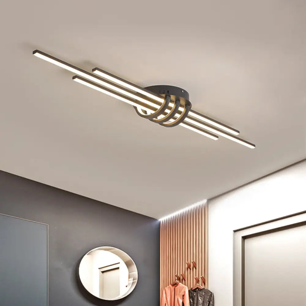 DecorBites™ DecorBites™ Modern Slim Linear Flush Light Fixture - White/Black LED Acrylic Ceiling Lamp