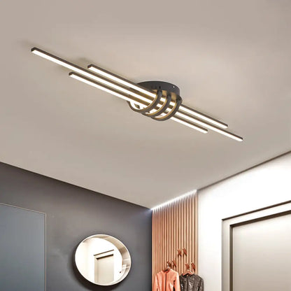 DecorBites™ DecorBites™ Modern Slim Linear Flush Light Fixture - White/Black LED Acrylic Ceiling Lamp