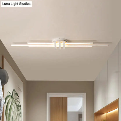 DecorBites™ DecorBites™ Modern Slim Linear Flush Light Fixture - White/Black LED Acrylic Ceiling Lamp