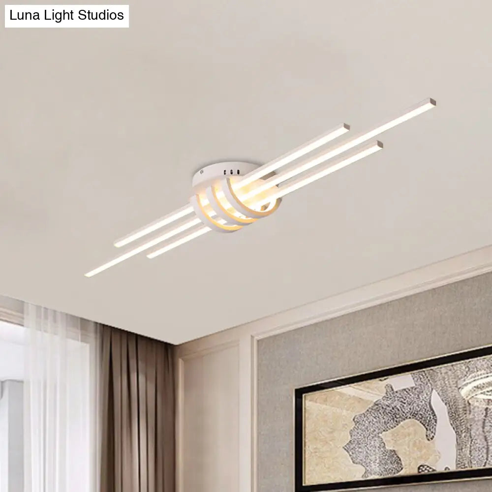 DecorBites™ DecorBites™ Modern Slim Linear Flush Light Fixture - White/Black LED Acrylic Ceiling Lamp