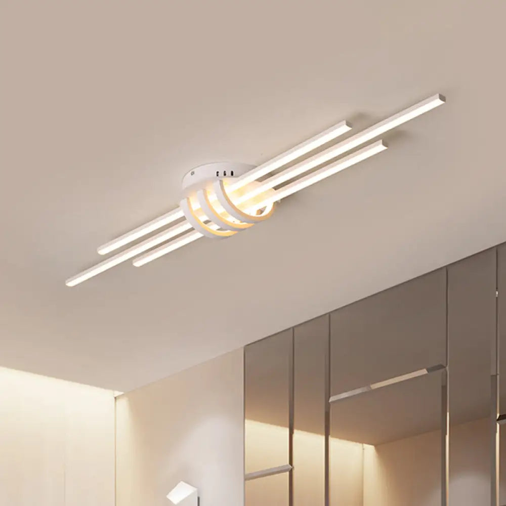 DecorBites™ DecorBites™ Modern Slim Linear Flush Light Fixture - White/Black LED Acrylic Ceiling Lamp