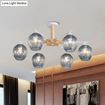 Modern Smoke Gray Glass Pendant Chandelier - 3/6 Light Modo Hanging Fixture for Living Room