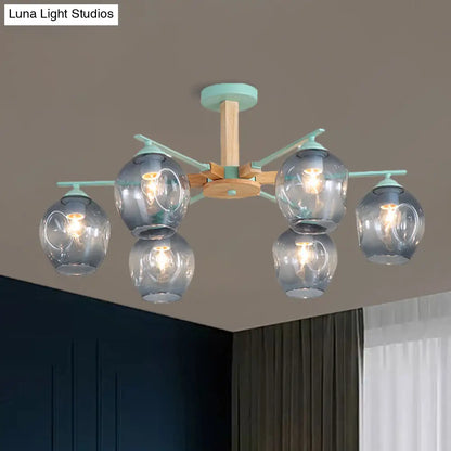 Modern Smoke Gray Glass Pendant Chandelier - 3/6 Light Modo Hanging Fixture for Living Room