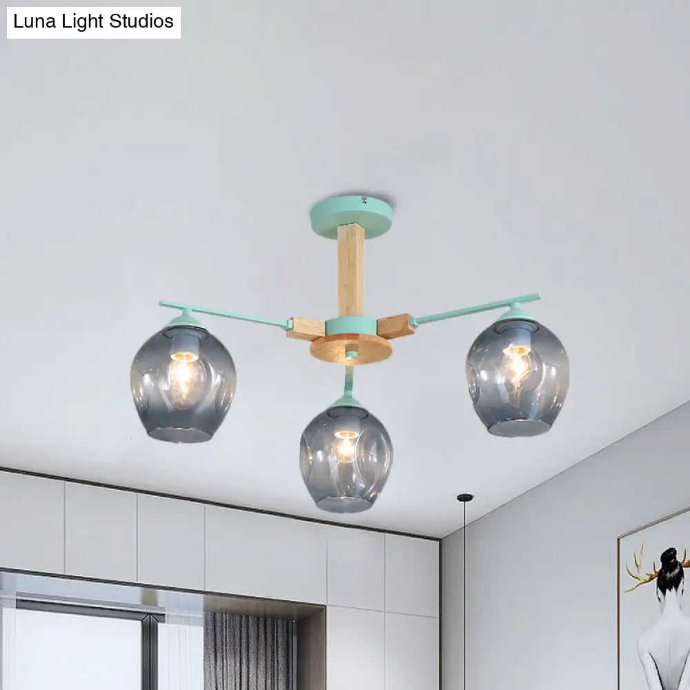 Modern Smoke Gray Glass Pendant Chandelier - 3/6 Light Modo Hanging Fixture for Living Room