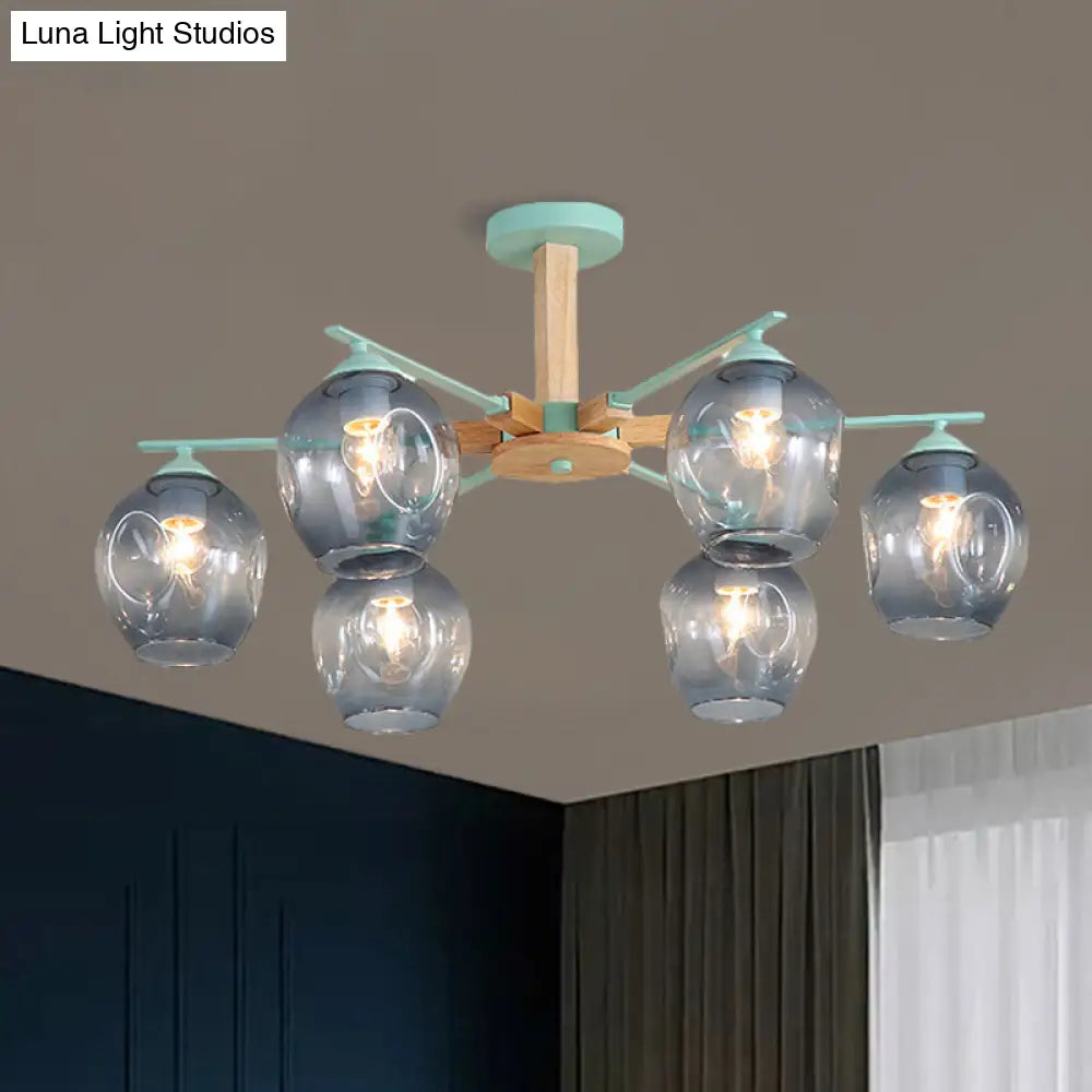 Modern Smoke Gray Glass Pendant Chandelier - 3/6 Light Modo Hanging Fixture for Living Room
