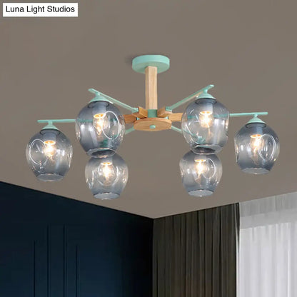 Modern Smoke Gray Glass Pendant Chandelier - 3/6 Light Modo Hanging Fixture for Living Room