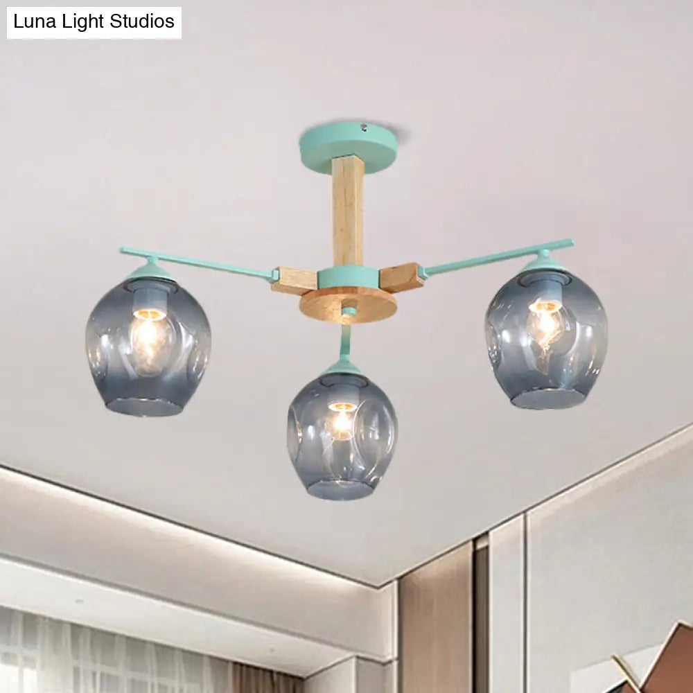 Modern Smoke Gray Glass Pendant Chandelier - 3/6 Light Modo Hanging Fixture for Living Room