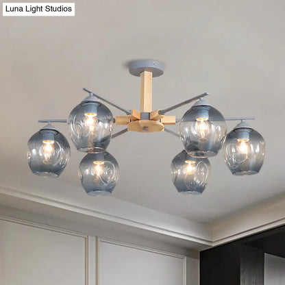 Modern Smoke Gray Glass Pendant Chandelier - 3/6 Light Modo Hanging Fixture for Living Room