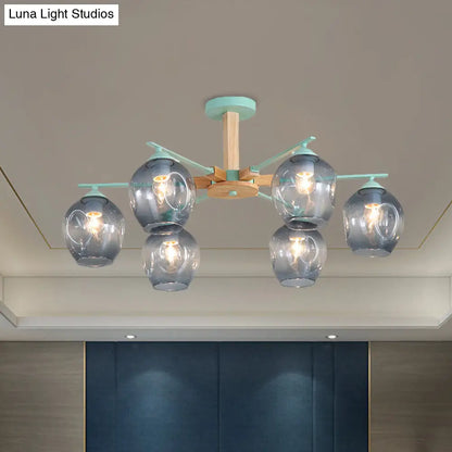 Modern Smoke Gray Glass Pendant Chandelier - 3/6 Light Modo Hanging Fixture for Living Room