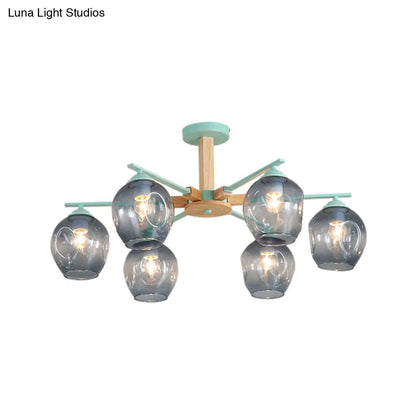 Modern Smoke Gray Glass Pendant Chandelier - 3/6 Light Modo Hanging Fixture for Living Room