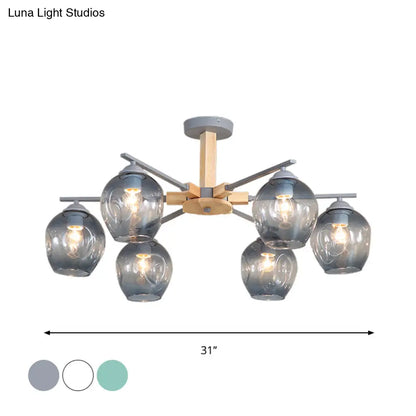 Modern Smoke Gray Glass Pendant Chandelier - 3/6 Light Modo Hanging Fixture for Living Room