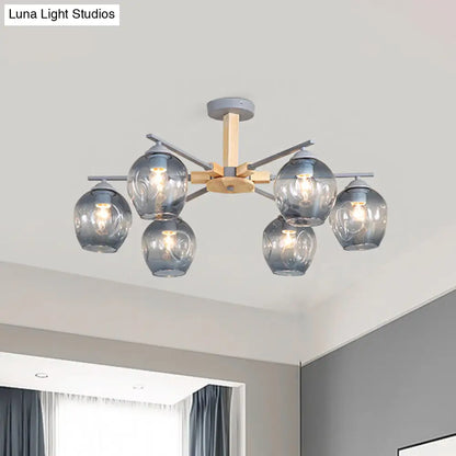 Modern Smoke Gray Glass Pendant Chandelier - 3/6 Light Modo Hanging Fixture for Living Room