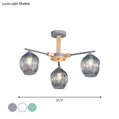 Modern Smoke Gray Glass Pendant Chandelier - 3/6 Light Modo Hanging Fixture for Living Room