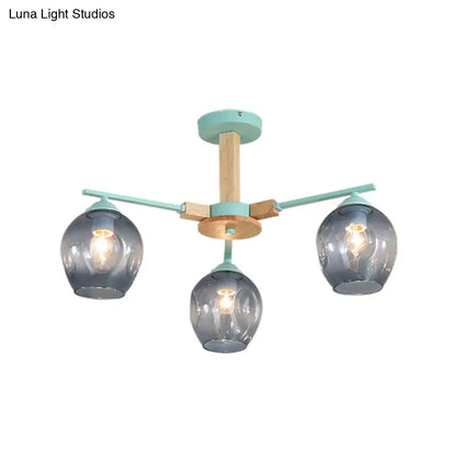 Modern Smoke Gray Glass Pendant Chandelier - 3/6 Light Modo Hanging Fixture for Living Room