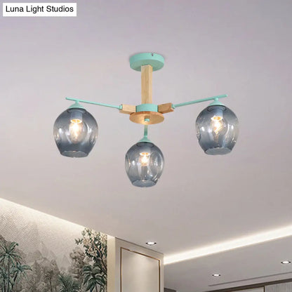 Modern Smoke Gray Glass Pendant Chandelier - 3/6 Light Modo Hanging Fixture for Living Room