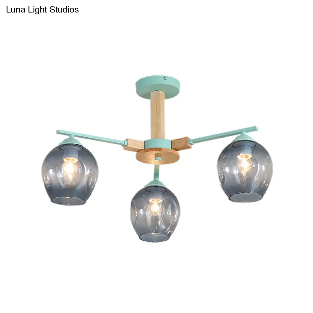 Modern Smoke Gray Glass Pendant Chandelier - 3/6 Light Modo Hanging Fixture for Living Room