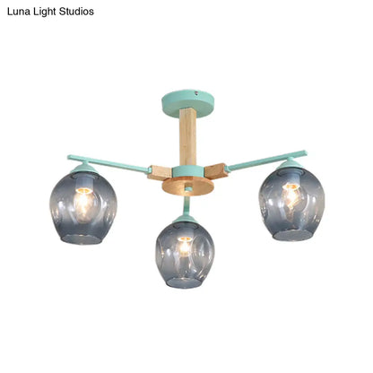 Modern Smoke Gray Glass Pendant Chandelier - 3/6 Light Modo Hanging Fixture for Living Room